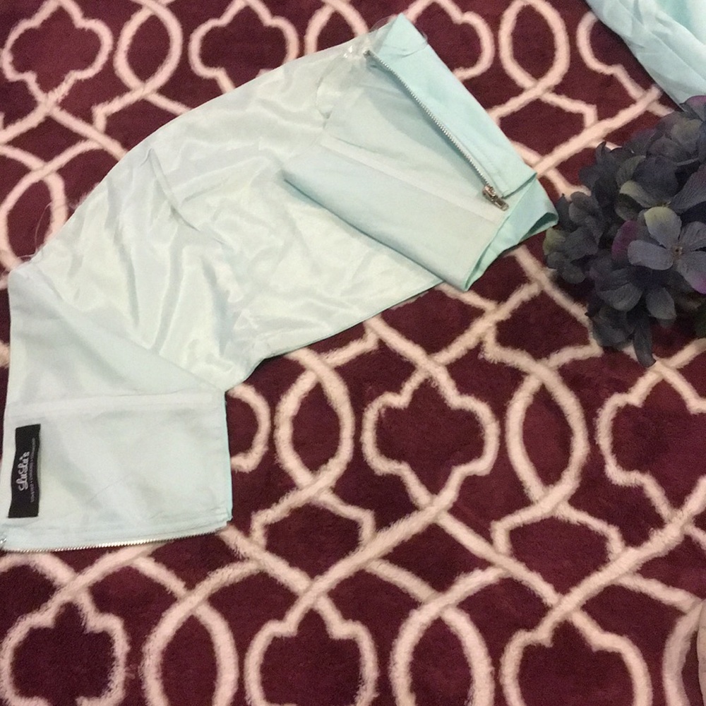 two piece aqua mint strapless maxi dress - Picture 3 of 6